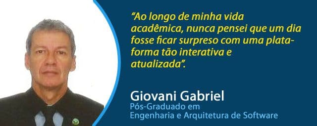 Aluno faz elogio a plataforma a EAD do curso de Pós em Engenharia e Arquitetura de Software
